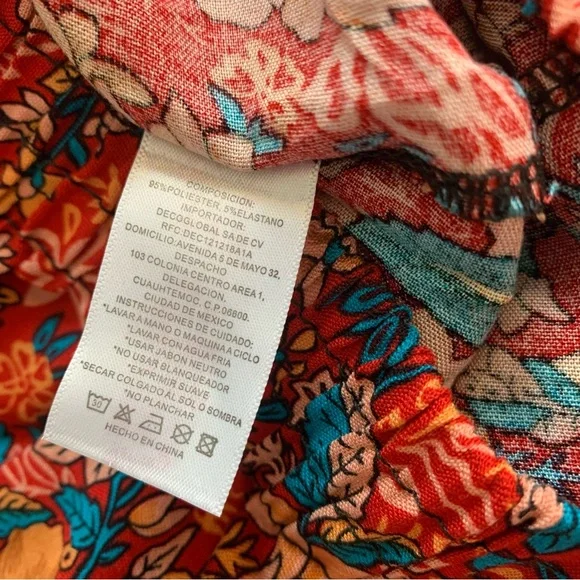 MSM Colorful Floral Boho Wide Leg Pants Elastic Waist Drawstring Size Small - Picture 10 of 11